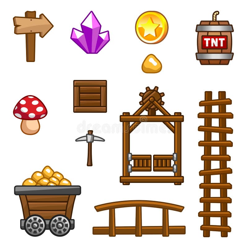 Additional objects for my gold mine background. Perfect for your game level. Check my portfolio for more game graphics. Additional objects for my gold mine background. Perfect for your game level. Check my portfolio for more game graphics.